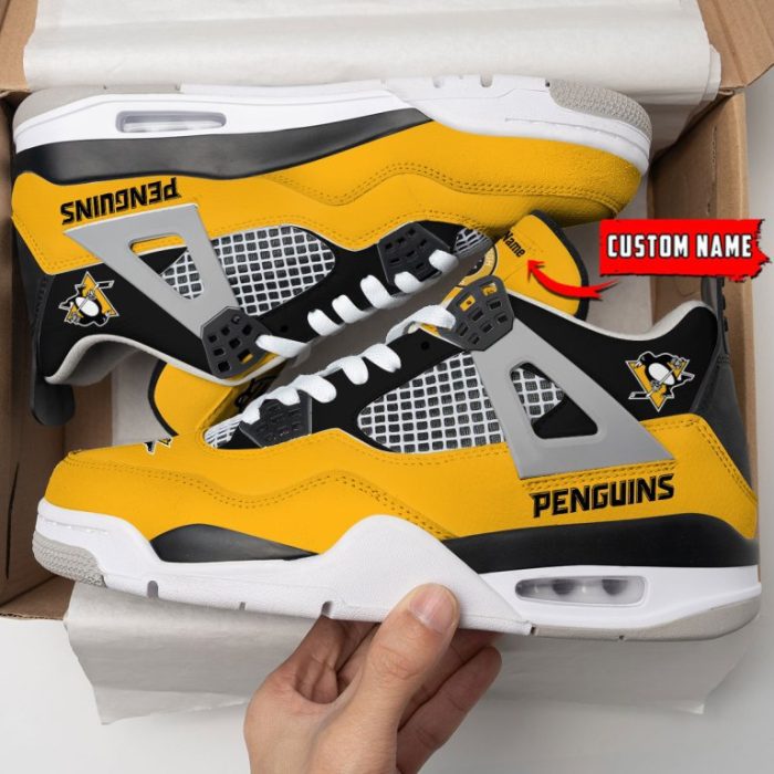 Pittsburgh Penguins NHL Premium Jordan 4 Sneaker Personalized Name Shoes JD4666