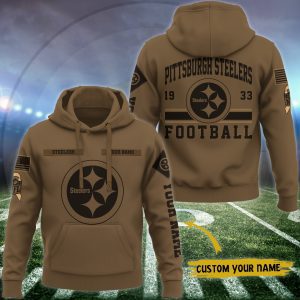 Pittsburgh Steelers NFL Brown Salute To Service 2023 Veteran 3D Hoodie Custom Your Name HSL1155