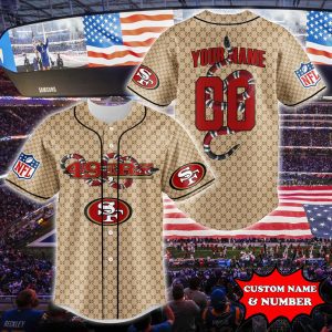 San Francisco 49ers Baseball Jersey Gucci NFL Custom Name & Number