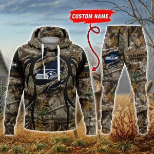Seattle Seahawks NFL Hunting Camo Premium Sport 3D Hoodie & Jogger Personalized Name CHJ1241
