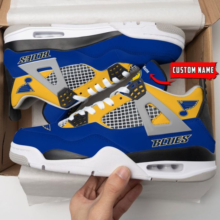 St Louis Blues NHL Premium Jordan 4 Sneaker Personalized Name Shoes JD4668