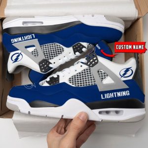 Tampa Bay Lightning NHL Premium Jordan 4 Sneaker Personalized Name Shoes JD4669