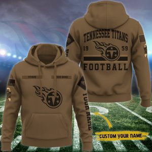 Tennessee Titans NFL Brown Salute To Service 2023 Veteran 3D Hoodie Custom Your Name HSL1159