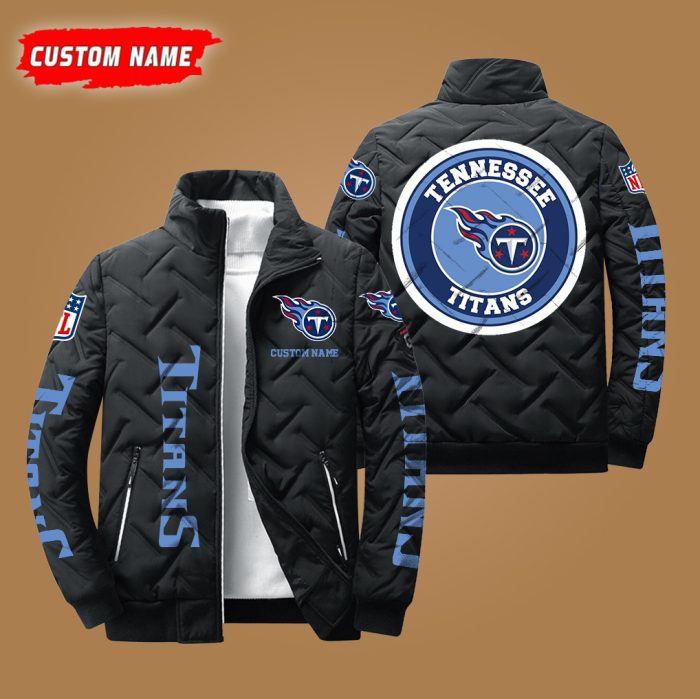 Tennessee Titans NFL Premium Personalized Name Padded Jacket Stand Collar Coats