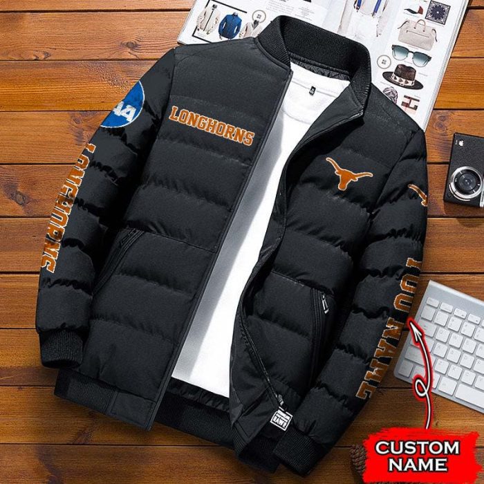 Texas Longhorns NCAA Premium Puffer Down Jacket Personalized Name