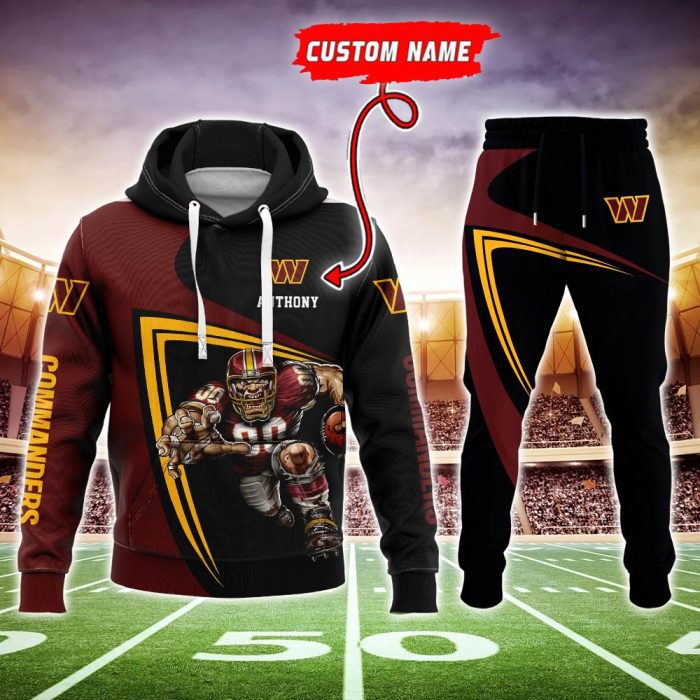 Washington Commanders NFL Mascot Premium Sport 3D Hoodie & Jogger Personalized Name CHJ1403