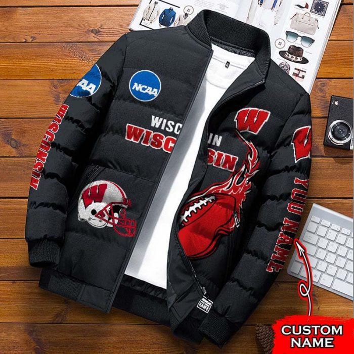 Wisconsin Badgers NCAA Premium Puffer Down Jacket Personalized Name