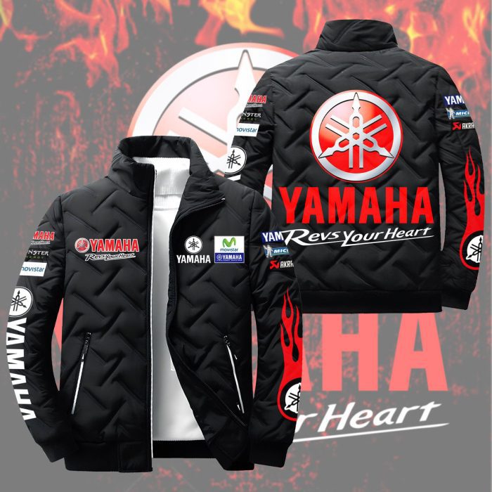 Yamha Racing Team Padded Jacket Stand Collar Coats