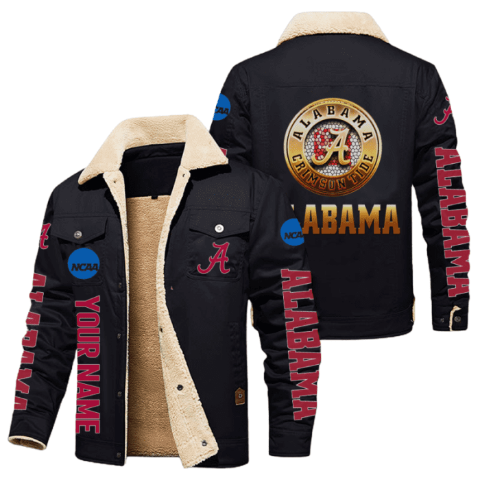 Alabama Crimson Tide NCAA Style Personalized Fleece Cargo Jacket Winter Jacket FCJ1155