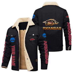 Arkansas Razorbacks NCAA Style Personalized Fleece Cargo Jacket Winter Jacket FCJ1156