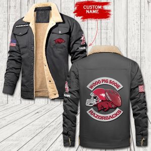 Arkansas Razorbacks New NCAA Custom Name Personalized Fleece Cargo Jacket Winter Jacket FCJ1196