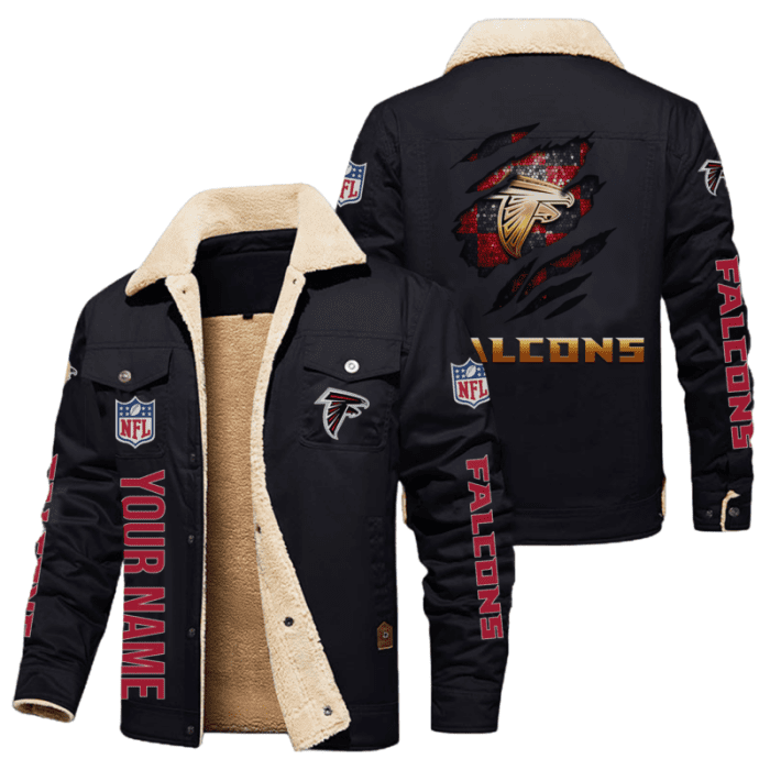 Atlanta Falcons Golden NFL Personalized Fleece Cargo Jacket Winter Jacket FCJ1094