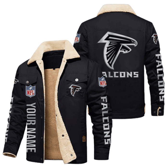 Atlanta Falcons Special Edition Silver Chrome Color NFL Personalized Fleece Cargo Jacket Winter Jacket FCJ1544
