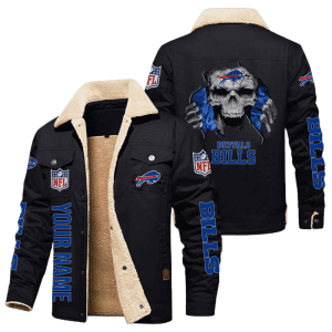 Buffalo Bills NFL Skull Style Personalized Fleece Cargo Jacket Winter Jacket FCJ1450