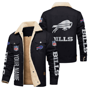 Buffalo Bills Special Edition Silver Chrome Color NFL Personalized Fleece Cargo Jacket Winter Jacket FCJ1546