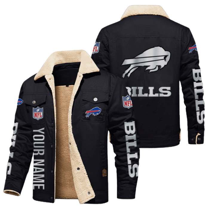 Buffalo Bills Special Edition Silver Chrome Color NFL Personalized Fleece Cargo Jacket Winter Jacket FCJ1546