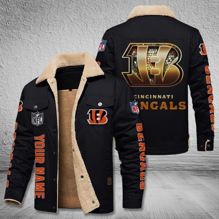 Cincinnati Bengals NFL Style Personalized Fleece Cargo Jacket Winter Jacket FCJ1485