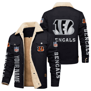 Cincinnati Bengals Special Edition Silver Chrome Color NFL Personalized Fleece Cargo Jacket Winter Jacket FCJ1549