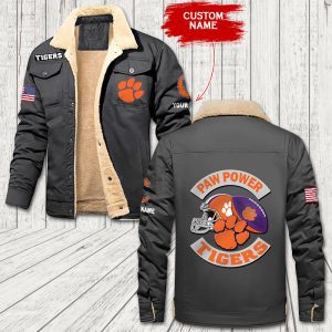 Clemson Tigers New NCAA Custom Name Personalized Fleece Cargo Jacket Winter Jacket FCJ1199