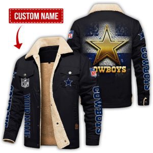Dallas Cowboys NFL Checkered Background Style Personalized Fleece Cargo Jacket Winter Jacket FCJ1295