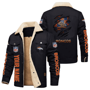 Denver Broncos Golden NFL Personalized Fleece Cargo Jacket Winter Jacket FCJ1102
