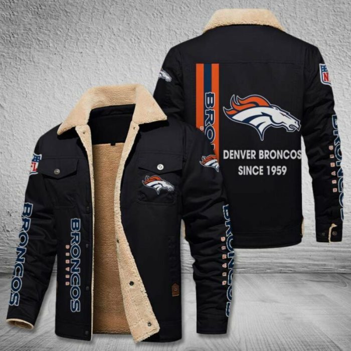 Denver Broncos NFL Custom Name Fleece Cargo Jacket Winter Jackets  FCJ1232