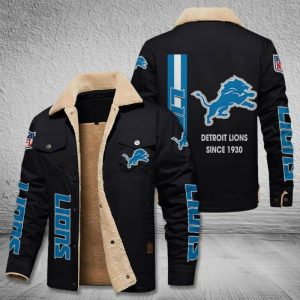 Detroit Lions NFL Custom Name Fleece Cargo Jacket Winter Jackets  FCJ1233