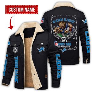 Detroit Lions NFL Fan Now And Forever Persoanlized Fleece Cargo Jacket Winter Jacket FCJ1329