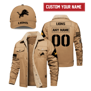 Detroit Lions NFL Veterans Day Personalized Fleece Cargo Jacket Winter Jacket FCJ1521