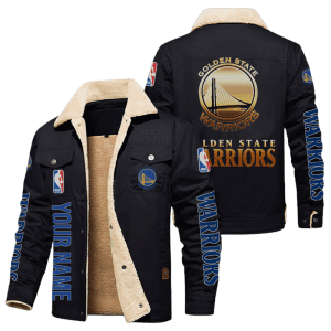 Golden State Warriors NBA Style Personalized Fleece Cargo Jacket Winter Jacket FCJ1134