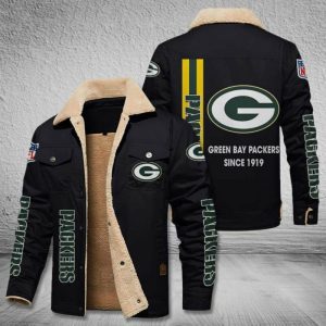 Green Bay Packers NFL Custom Name Fleece Cargo Jacket Winter Jackets  FCJ1234