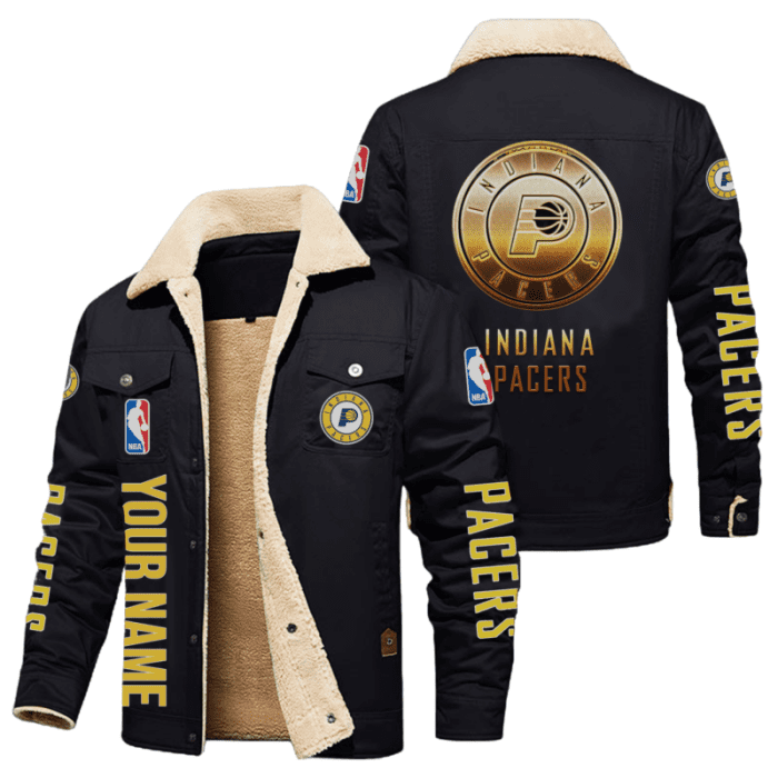Indiana Pacers NBA Style Personalized Fleece Cargo Jacket Winter Jacket FCJ1136