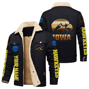 Iowa Hawkeyes NCAA Style Personalized Fleece Cargo Jacket Winter Jacket FCJ1164