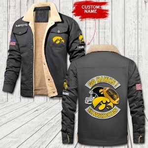 Iowa Hawkeyes New NCAA Custom Name Personalized Fleece Cargo Jacket Winter Jacket FCJ1204