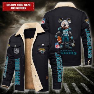 Jacksonville Jaguars NFL Mickey Style Personalized Fleece Cargo Jacket Winter Jacket FCJ1397