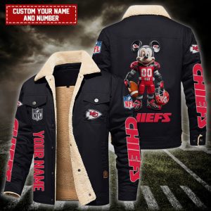Kansas City Chiefs NFL Mickey Style Personalized Fleece Cargo Jacket Winter Jacket FCJ1398
