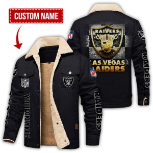 Las Vegas Raiders NFL Checkered Background Style Personalized Fleece Cargo Jacket Winter Jacket FCJ1303