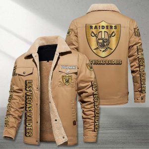 Las Vegas Raiders NFL Golden Logo Brown Fleece Cargo Jacket Winter Jacket Custom Name FCJ1367