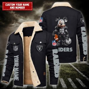 Las Vegas Raiders NFL Mickey Style Personalized Fleece Cargo Jacket Winter Jacket FCJ1399