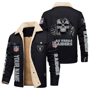 Las Vegas Raiders NFL Skull Style Personalized Fleece Cargo Jacket Winter Jacket FCJ1463