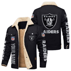 Las Vegas Raiders Special Edition Silver Chrome Color NFL Personalized Fleece Cargo Jacket Winter Jacket FCJ1559