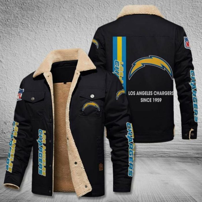 Los Angeles Chargers NFL Custom Name Fleece Cargo Jacket Winter Jackets  FCJ1240