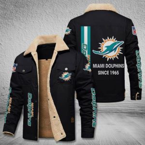 Miami Dolphins NFL Custom Name Fleece Cargo Jacket Winter Jackets  FCJ1242