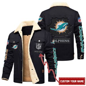 Miami Dolphins NFL Custom Name Premium Fleece Cargo Jacket Winter Jacket FCJ1274