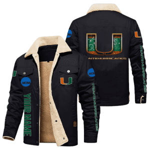Miami Hurricanes NCAA Style Personalized Fleece Cargo Jacket Winter Jacket FCJ1168