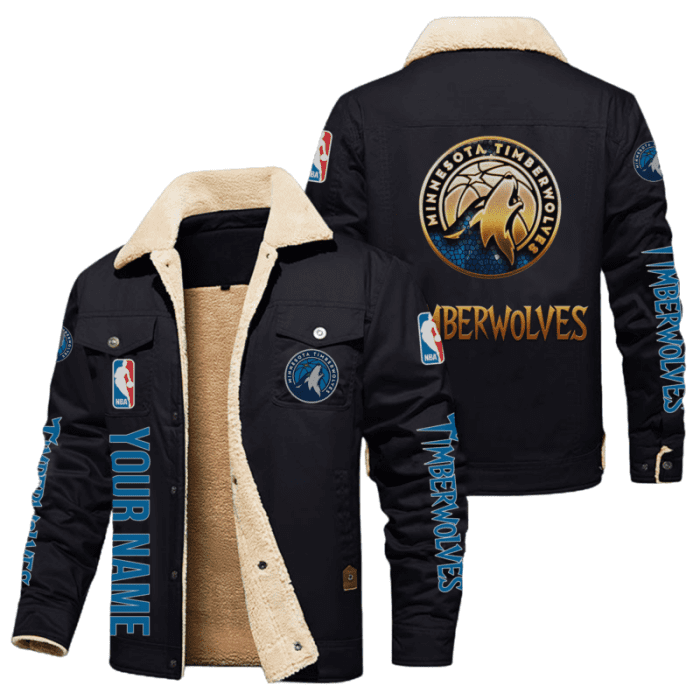 Minnesota Timberwolves NBA Style Personalized Fleece Cargo Jacket Winter Jacket FCJ1142