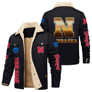 Nebraska Cornhuskers NCAA Style Personalized Fleece Cargo Jacket Winter Jacket FCJ1172