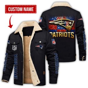 New England Patriots NFL Checkered Background Style Personalized Fleece Cargo Jacket Winter Jacket FCJ1190