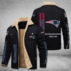 New England Patriots NFL Custom Name Fleece Cargo Jacket Winter Jackets  FCJ1244