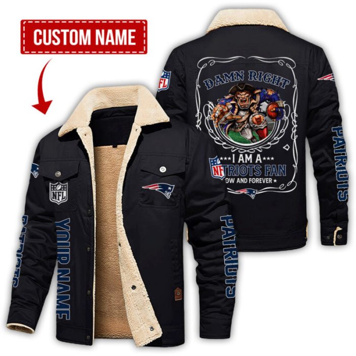 New England Patriots NFL Fan Now And Forever Persoanlized Fleece Cargo Jacket Winter Jacket FCJ1191